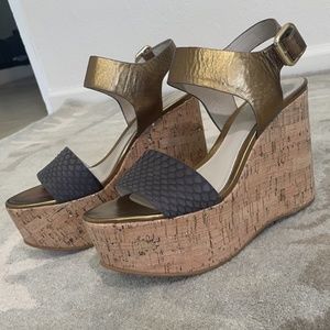 Elie Tahari - Platform Wedge Sandals - Cork Heel - Euro 38.5 (US 8.5)